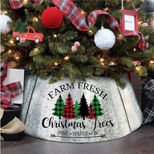 Metal Christmas Tree Collar, Christmas Tree Base, (Silver, 22.5*29*10inch)
